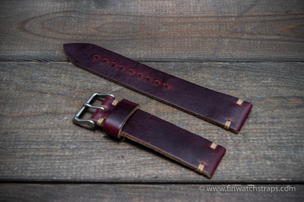 Horween Burgundy/ Сhromexcel no.8 - finwatchstraps