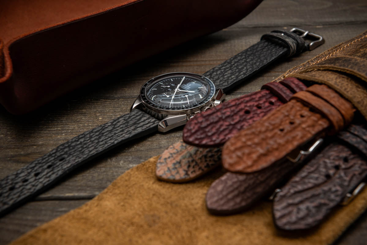 Shark leather watch strap.