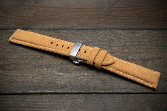 Alcantara Watch Strap, Premium Alcantara Watch Band 20 mm , 22 mm. Deployment clasp installed. - finwatchstraps