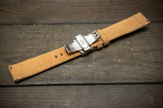 Alcantara Watch Strap, Premium Alcantara Watch Band 20 mm , 22 mm. Deployment clasp installed. - finwatchstraps