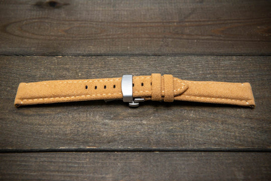 Alcantara Watch Strap, Premium Alcantara Watch Band 20 mm , 22 mm. Deployment clasp installed. - finwatchstraps