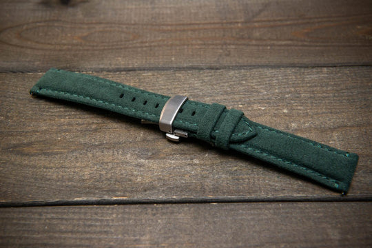 Alcantara Watch Strap, Premium Alcantara Watch Band 20 mm , 22 mm. Deployment clasp installed. - finwatchstraps