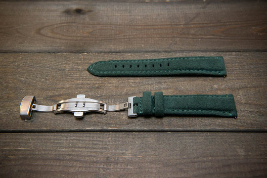 Alcantara Watch Strap, Premium Alcantara Watch Band 20 mm , 22 mm. Deployment clasp installed. - finwatchstraps