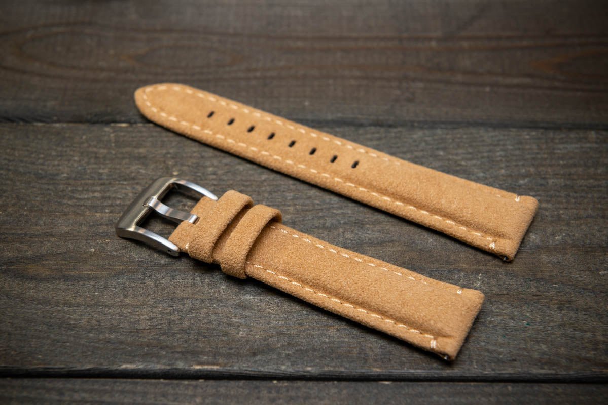 Bracelet Montre En Alcantara Bleu Marine - Dimensions 20/16 Mm, Marque W&NS, Neuf Avec étiquettes