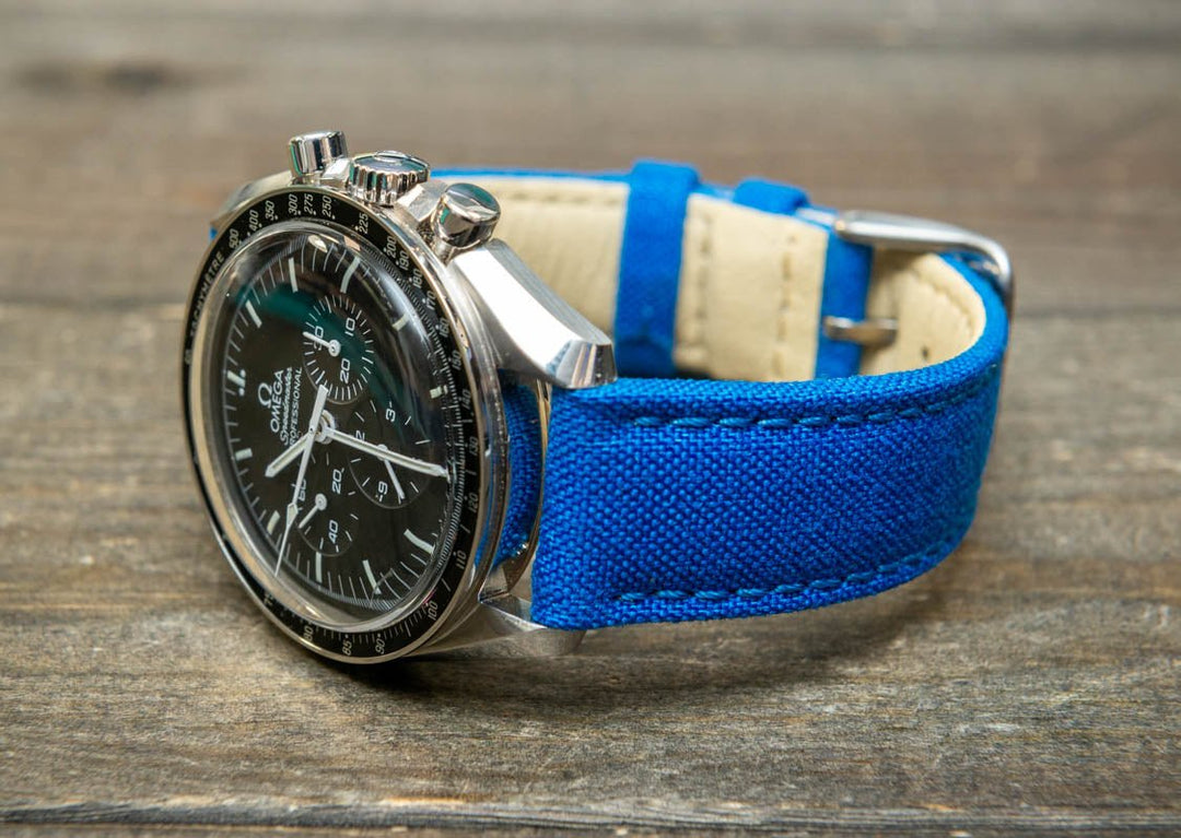 Cordura Canvas waterproof watch strap, Quick-release spring bars are installed, lined with Lorica eco-leather by FinWacthStraps® - finwatchstraps