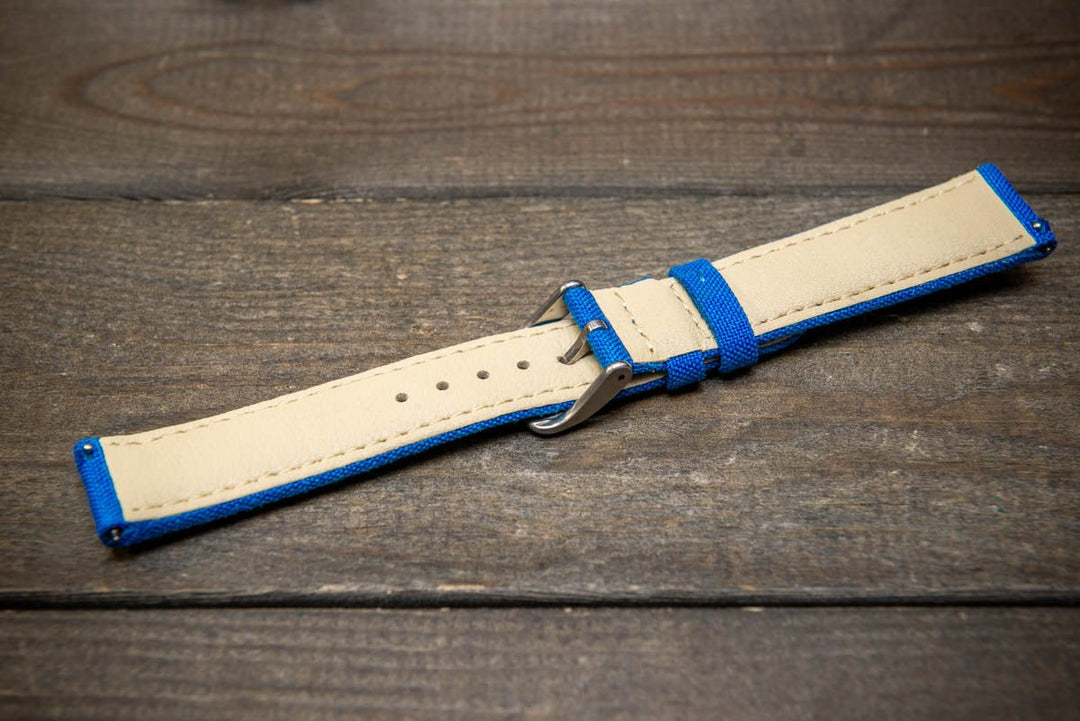 Cordura Canvas waterproof watch strap, Quick-release spring bars are installed, lined with Lorica eco-leather by FinWacthStraps® - finwatchstraps