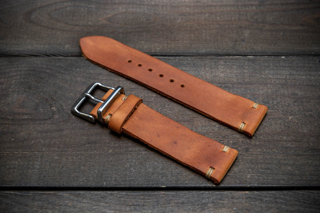 Italian leather watch band, Caramel color. Premium quality watch strap 16 mm, 17 mm, 18mm, 19 mm, 20 mm, 21 mm, 22mm, 23 mm, 24 mm, 25 mm, 26 mm - finwatchstraps