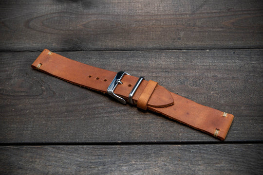 Italian leather watch band, Caramel color. Premium quality watch strap 16 mm, 17 mm, 18mm, 19 mm, 20 mm, 21 mm, 22mm, 23 mm, 24 mm, 25 mm, 26 mm - finwatchstraps