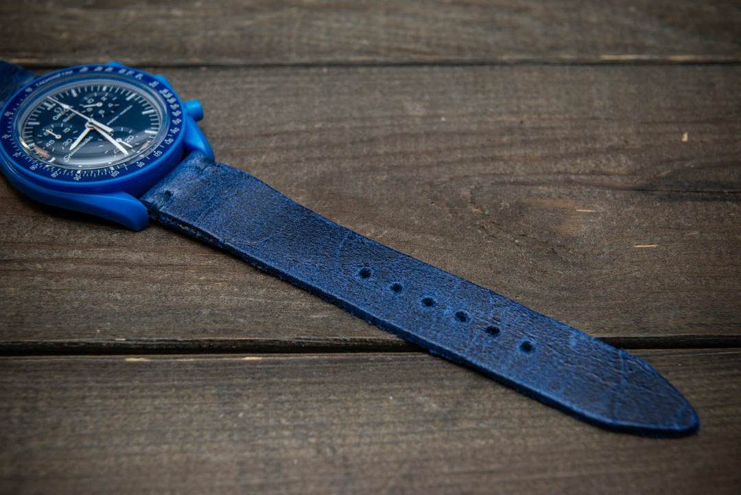 Leather Watch strap for Omega x Swatch , High quality, Compatible with Speedmaster MoonWatch, Mission to Neptune, 20mm - 18mm. - finwatchstraps