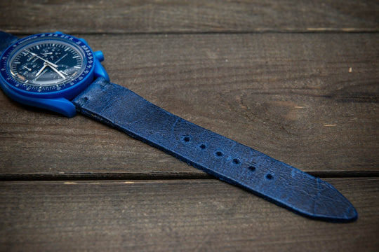 Leather Watch strap for Omega x Swatch , High quality, Compatible with Speedmaster MoonWatch, Mission to Neptune, 20mm - 18mm. - finwatchstraps