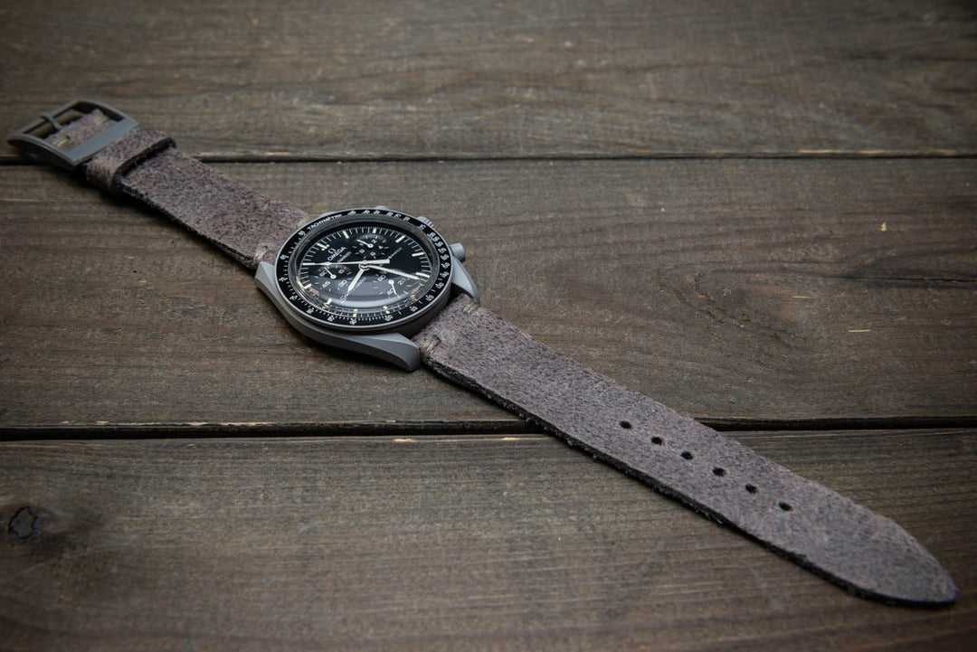 Leather Watch strap for Omega x Swatch , High quality, Compatible with Speedmaster MoonWatch, Mission to the Moon, 20mm - 18mm. - finwatchstraps