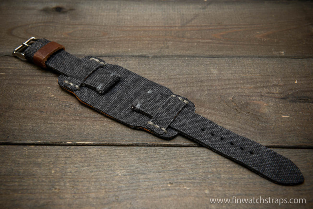 Military Bund Style Watch Strap: Vintage Canvas, handmade in Finland, Limited edition, watch lugs 10-26 mm. - finwatchstraps
