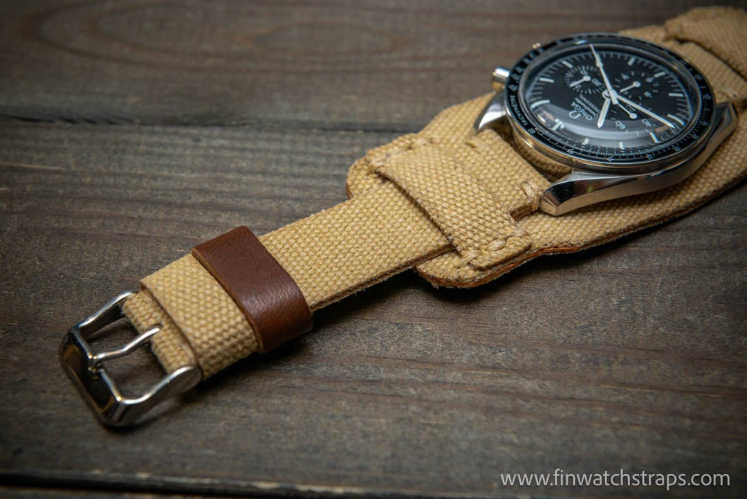 Military Bund Style Watch Strap: Vintage Canvas, handmade in Finland, Limited edition, watch lugs 10-26 mm. - finwatchstraps