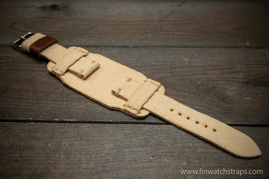 Military Bund Style Watch Strap: Vintage Canvas, handmade in Finland, Limited edition, watch lugs 10-26 mm. - finwatchstraps