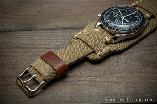 Military Bund Style Watch Strap: Vintage Canvas, handmade in Finland, Limited edition, watch lugs 10-26 mm. - finwatchstraps