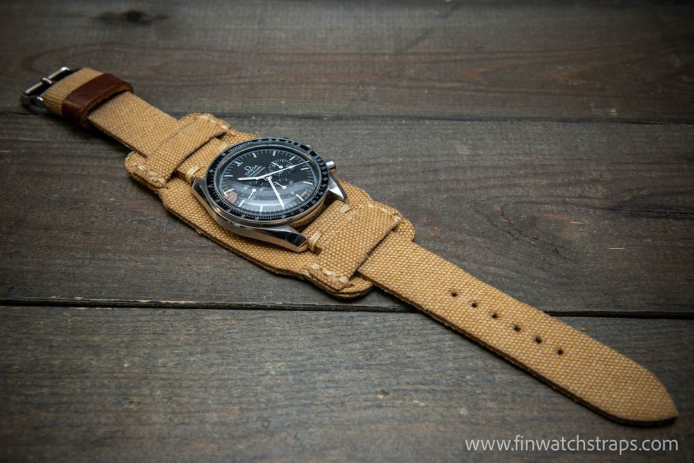 Military Bund Style Watch Strap: Vintage Canvas, handmade in Finland, Limited edition, watch lugs 10-26 mm. - finwatchstraps