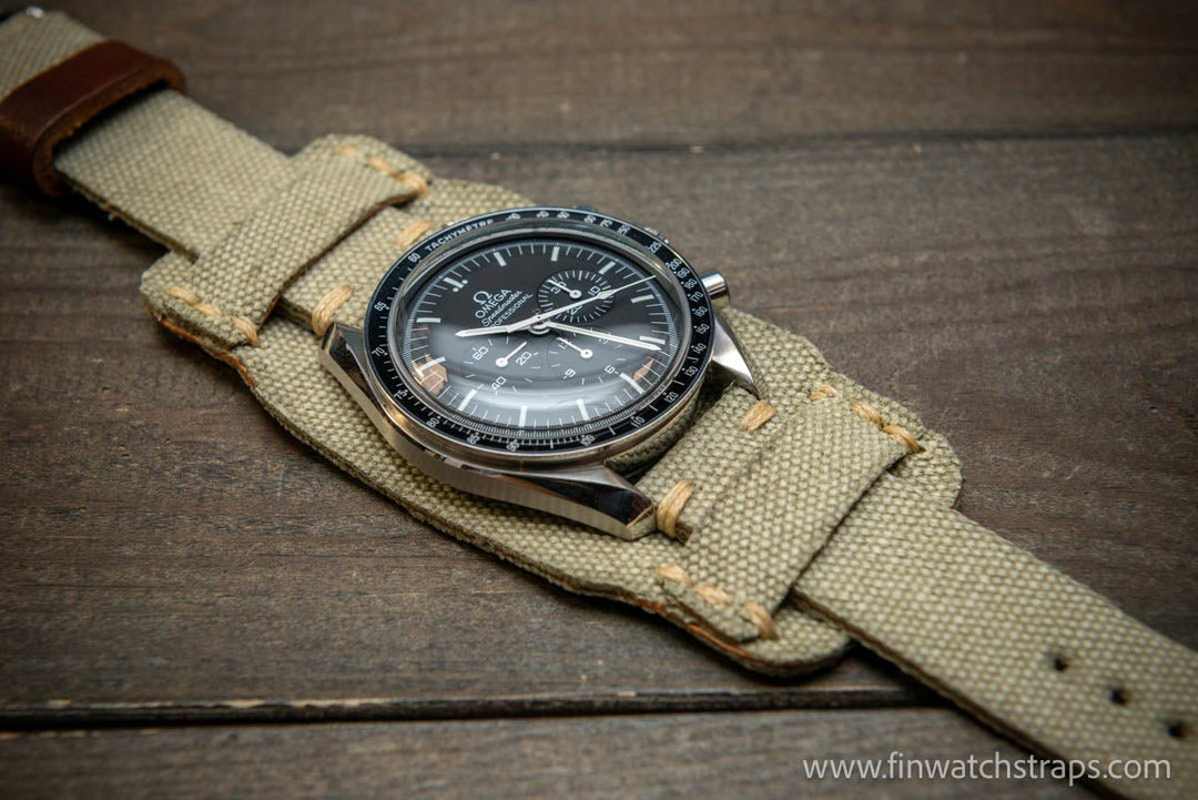 Military Bund Style Watch Strap: Vintage Canvas, handmade in Finland, Limited edition, watch lugs 10-26 mm. - finwatchstraps