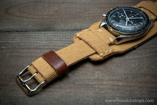 Military Bund Style Watch Strap: Vintage Canvas, handmade in Finland, Limited edition, watch lugs 10-26 mm. - finwatchstraps