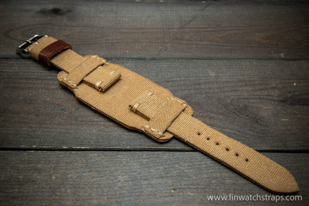 Military Bund Style Watch Strap: Vintage Canvas, handmade in Finland, Limited edition, watch lugs 10-26 mm. - finwatchstraps