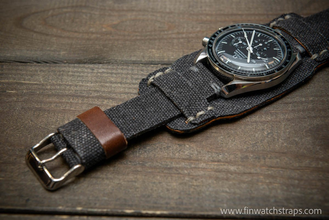 Military Bund Style Watch Strap: Vintage Canvas, handmade in Finland, Limited edition, watch lugs 10-26 mm. - finwatchstraps