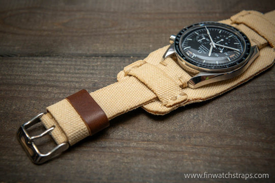 Military Bund Style Watch Strap: Vintage Canvas, handmade in Finland, Limited edition, watch lugs 10-26 mm. - finwatchstraps