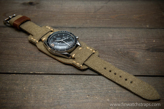 Military Bund Style Watch Strap: Vintage Canvas, handmade in Finland, Limited edition, watch lugs 10-26 mm. - finwatchstraps