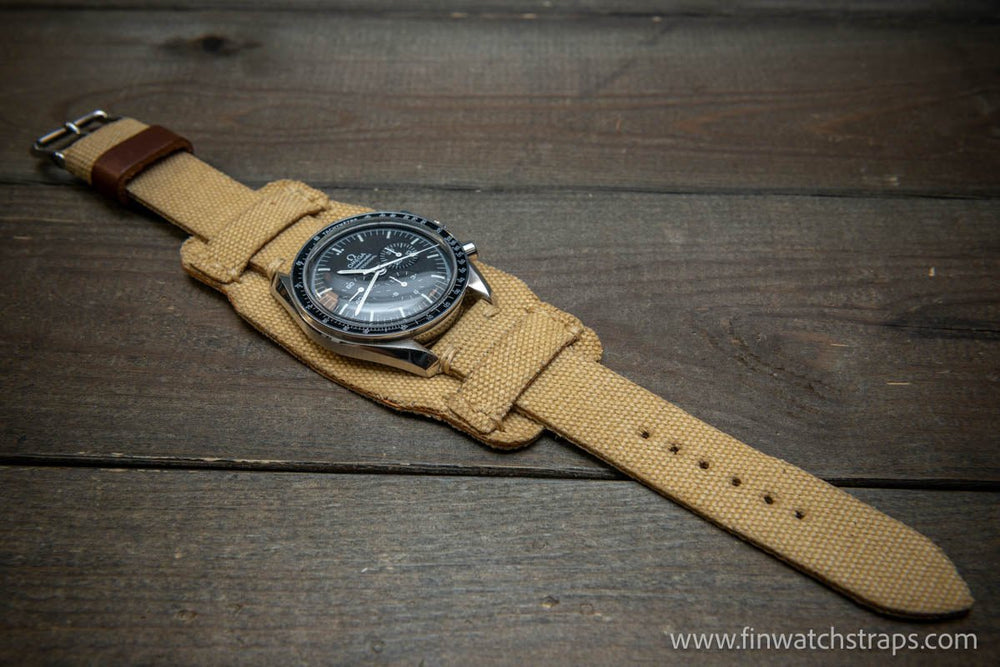 Military Bund Style Watch Strap: Vintage Canvas, handmade in Finland, Limited edition, watch lugs 10-26 mm. - finwatchstraps