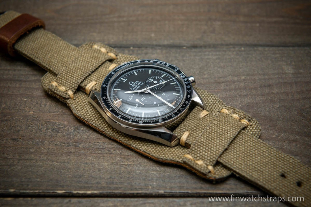 Military Bund Style Watch Strap: Vintage Canvas, handmade in Finland, Limited edition, watch lugs 10-26 mm. - finwatchstraps