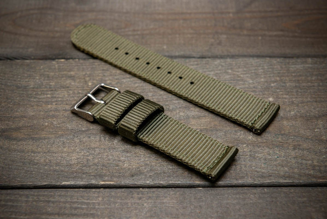 Nylon Military Watch Strap, army two piece watch band, MoonSwatch Watch Strap. - finwatchstraps