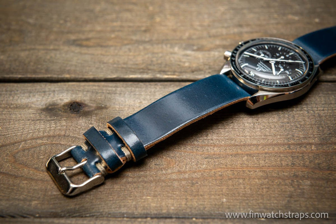 One piece Shell Cordovan watch strap. Handmade in Finland, 10-26 mm. - finwatchstraps