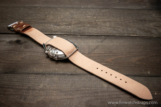 One piece Shell Cordovan watch strap. Handmade in Finland, 10-26 mm. - finwatchstraps