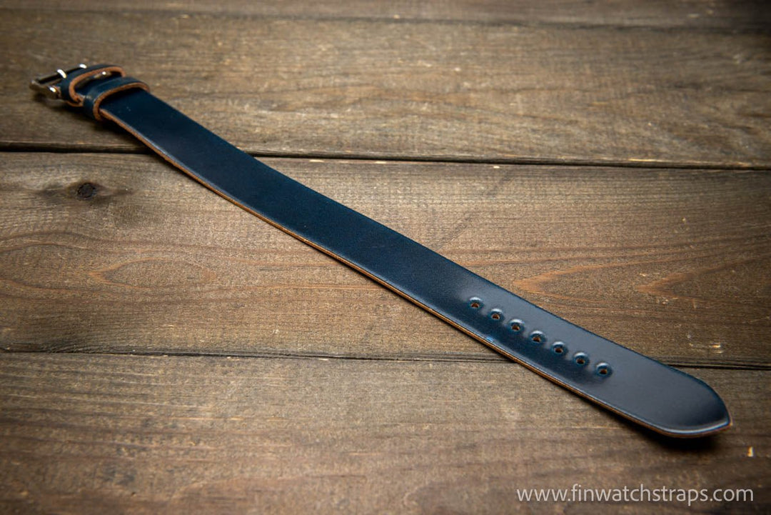 One piece Shell Cordovan watch strap. Handmade in Finland, 10-26 mm. - finwatchstraps