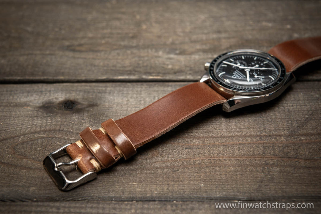 One piece Shell Cordovan watch strap. Handmade in Finland, 10-26 mm. - finwatchstraps