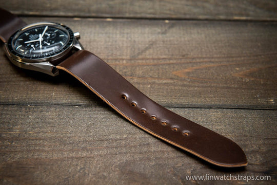 One piece Shell Cordovan watch strap. Handmade in Finland, 10-26 mm. - finwatchstraps