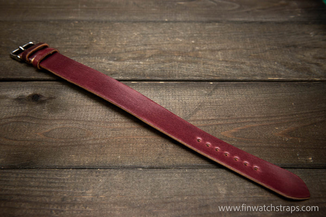 One piece Shell Cordovan watch strap. Handmade in Finland, 10-26 mm. - finwatchstraps