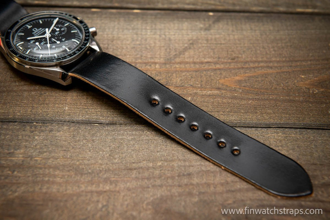 One piece Shell Cordovan watch strap. Handmade in Finland, 10-26 mm. - finwatchstraps