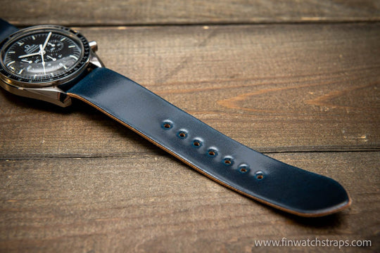 One piece Shell Cordovan watch strap. Handmade in Finland, 10-26 mm. - finwatchstraps