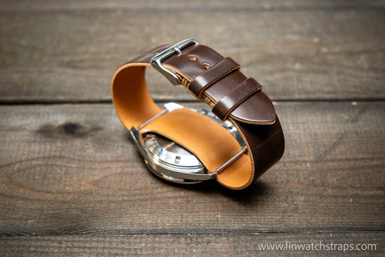 One piece Shell Cordovan watch strap. Handmade in Finland, 10-26 mm. - finwatchstraps