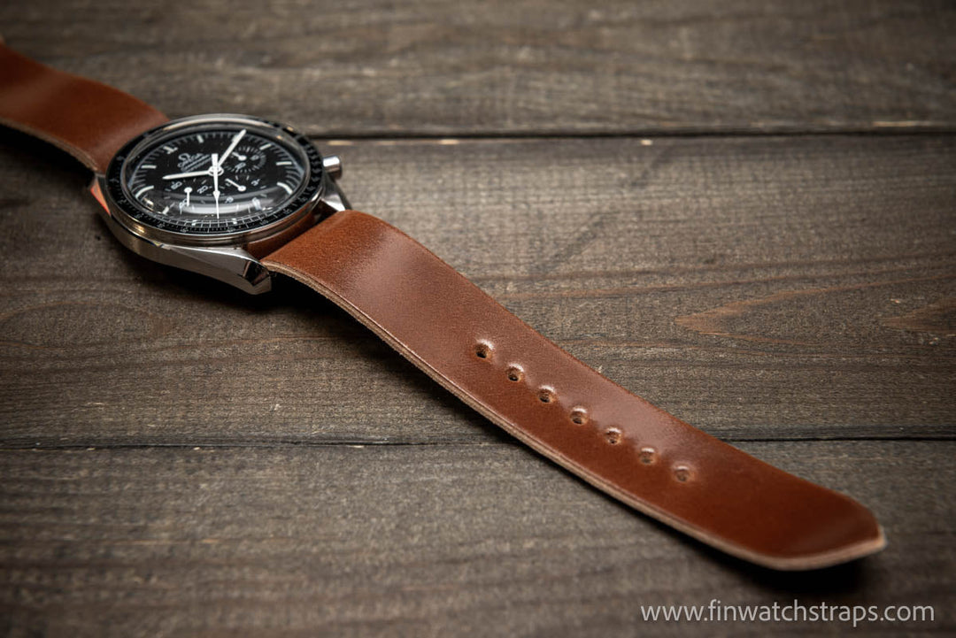 One piece Shell Cordovan watch strap. Handmade in Finland, 10-26 mm. - finwatchstraps