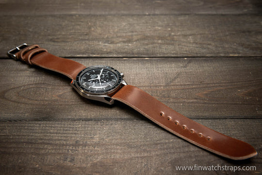 One piece Shell Cordovan watch strap. Handmade in Finland, 10-26 mm. - finwatchstraps