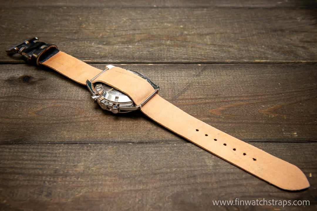 One piece Shell Cordovan watch strap. Handmade in Finland, 10-26 mm. - finwatchstraps