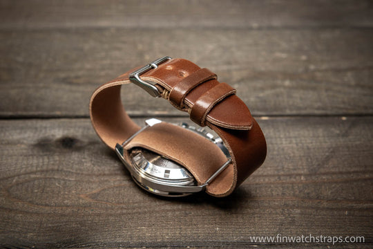 One piece Shell Cordovan watch strap. Handmade in Finland, 10-26 mm. - finwatchstraps