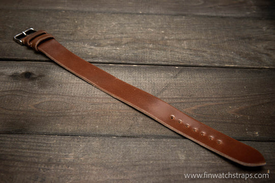 One piece Shell Cordovan watch strap. Handmade in Finland, 10-26 mm. - finwatchstraps