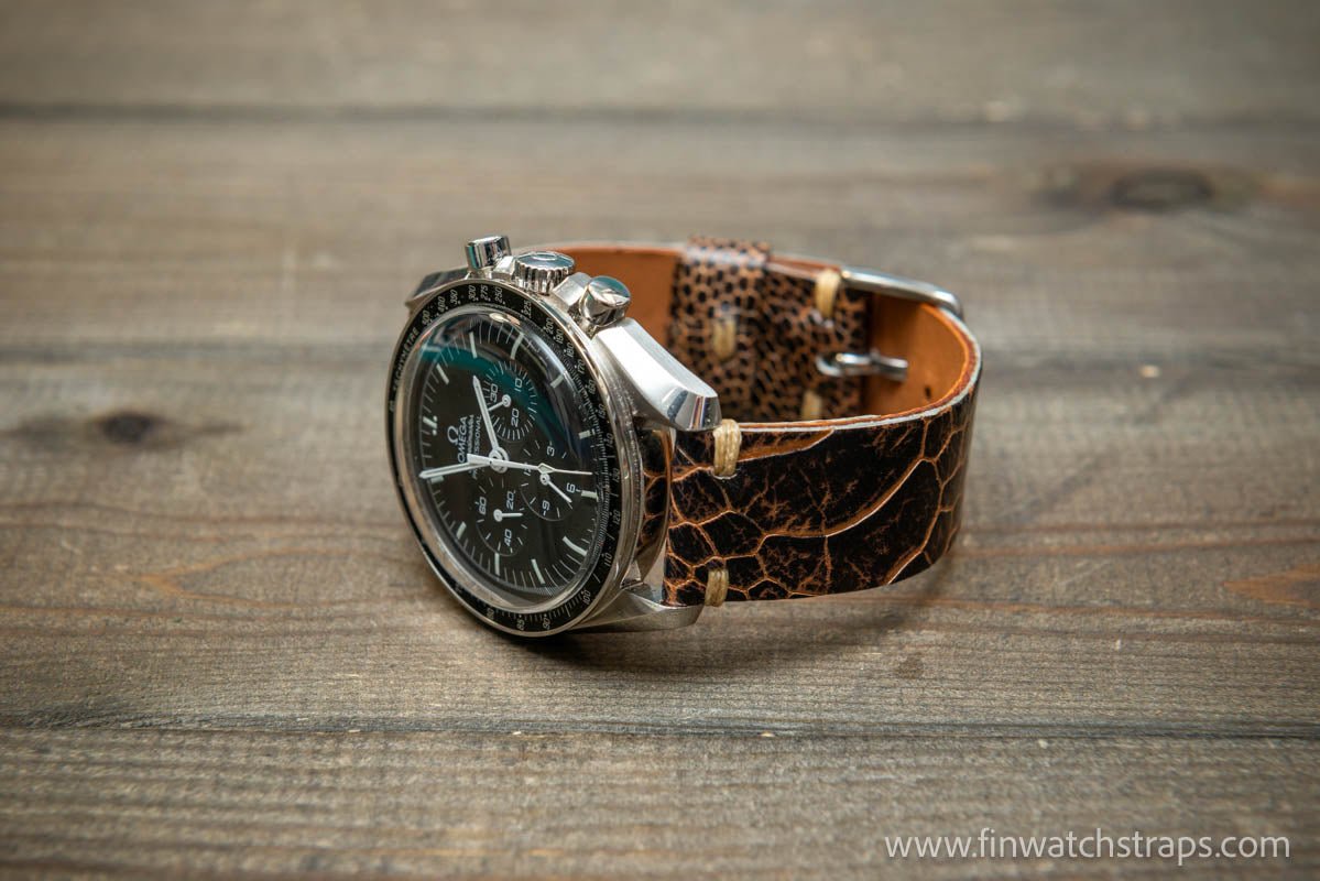 Cinturino In Vera Pelle Di Struzzo Fatto A Mano Per Orologi, Larghezze 14-24 Mm, Marrone, Vietnam