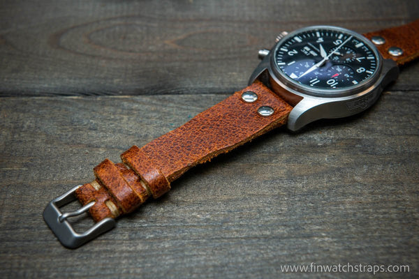 Pilot Watch Strap w Rivets Vintage style watch band width 24x20 mm
