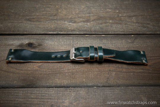 Shell Cordovan watch strap, Leather watch band, Pilot model, Handmade in Finland - finwatchstraps