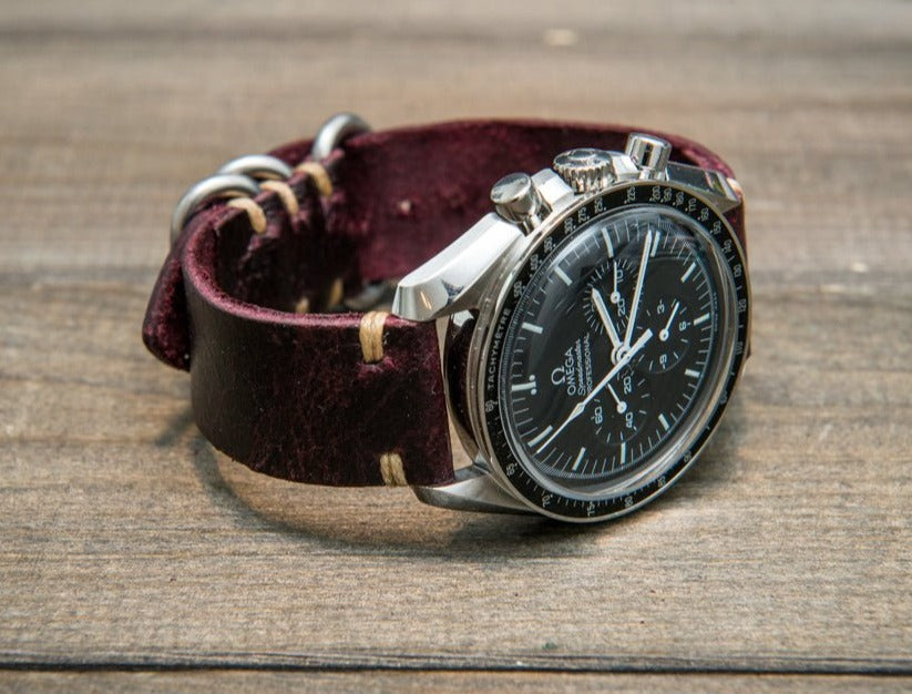 Vintage suede leather watch strap Crazy cow handmade in Finland