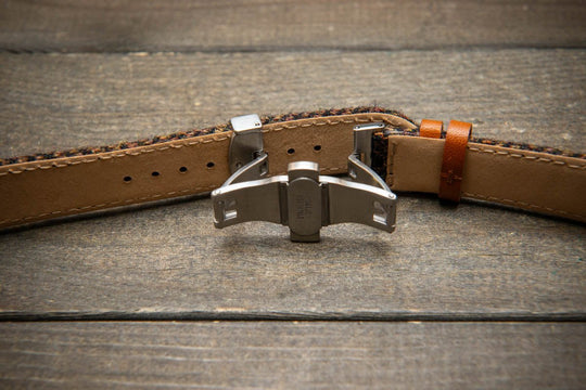 Tweed watch strap, Watch band made of HARRIS TWEED®. Handmade in Finland - 18 mm, 19 mm, 20 mm, 21 mm, 22mm. With a deployment clasp. - finwatchstraps