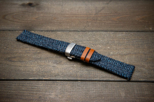 Tweed watch strap, Watch band made of HARRIS TWEED®. Handmade in Finland - 18 mm, 19 mm, 20 mm, 21 mm, 22mm. With a deployment clasp. - finwatchstraps