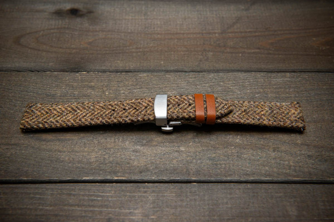 Tweed watch strap, Watch band made of HARRIS TWEED®. Handmade in Finland - 18 mm, 19 mm, 20 mm, 21 mm, 22mm. With a deployment clasp. - finwatchstraps